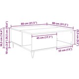 vidaXL Klubska miza artisan hrast 80 x 80 x 36.5 cm Konstruiran les | Shoptok.si