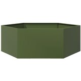 Maison Chic Vrtno korito - Greda - Cvetlični Lonec olivno zelena šestkotnik 138x120x45 cm jeklo, (21790623) Cene