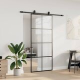  Klizna vrata s priborom crna 90 x 205 cm od ESG stakla | shoptok.hr