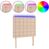 Maison Chic led posteljno vzglavje - vzglavna omarica - nočna omarica kapučino 100x5x118/128 cm umetno usnje, (21710295) Cene