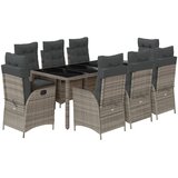  9-dijelni vrtni blagovaonski set sivi od poliratana Siva 190 cm table length | shoptok.hr