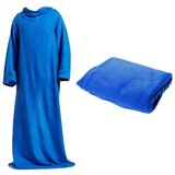 Odeja z rokavi iz termoflisa 138 x 180 cm modra | Shoptok.si