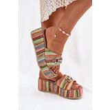 Boto Wedge Sandals For Women With Braiding And Decoration Multicolor Isolene | Shoptok.si