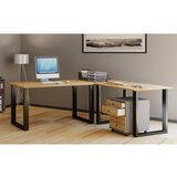 MID.YOU Kotna Pisalna Miza Lona, Barva Hrasta, Črna, 190x160cm | Shoptok.si