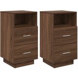 Maison Chic Dvo delni komplet Nočne omarice - Nočne mize z 2 predaloma rjavi hrast 36x36x68 cm, (21688210) Cene