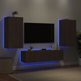  The Living Store Komplet TV omaric LED 4-delni rjavi hrast inženirski les - Stenska TV Enota, (21555490) Cene