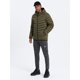 Ombre Men's quilted jacket with satin finish - dark olive green | shoptok.hr