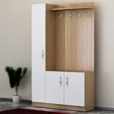 čiviluk naturel - teak, white whiteteak hall stand