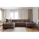 Miuform rjava raztegljiva kotna sedežna garnitura iz rebrastega žameta (levi kot) lofty lilly – | Shoptok.si