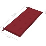  Jastuk za vrtnu klupu boja vina 120 x 50 x 3 cm tkanina Oxford | shoptok.hr