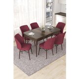 Hanah home nef - baroque, burgundy baroqueburgundy extendable dining table & chairs set (7 pieces) | ePonuda.com