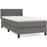  Box spring postelja z vzmetnico siva 80x200 cm umetno usnje | Shoptok.si