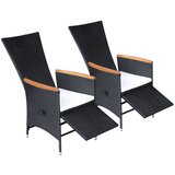 Maison Chic Nastavljivi vrtni stoli - Stol za vrt 2 kosa z blazinami poli ratan črni JS80, (21878948) | Shoptok.si