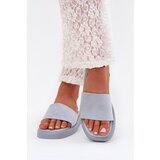 Boto Ladies Platform Sandals Made Of Eco Suede Light Blue Jorina | Shoptok.si