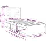  Okvir za krevet Crna 100 x 200 cm Čvrsto borovo drvo | shoptok.hr