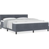 Box Spring Postelja z Blazino Temno Siva Super Kralj Žamet, (22052166) | Shoptok.si