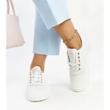 Gemre White eco-leather lace-up sneakers Yusra perforated | shoptok.hr