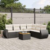  7-dijelni set vrtnih sofa od poliratana s jastucima crni | shoptok.hr