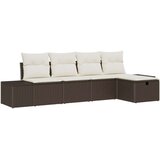 vidaXL Set od 5 vrtnih kauča s jastučićima Smeđi Poli Ratan | shoptok.hr