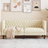 vidaXL Kavč dvosed Chesterfield krem umetno usnje Cene