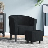  Zaobljena fotelja s tabureom crna baršunasta | shoptok.hr