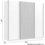 Premium Living Omara Z Drsnimi Vrati Andorra, Bela, Barva Hrasta, Š. 250 Cm | Shoptok.si