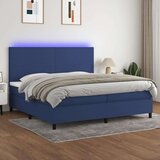 Krevet box spring s madracem LED plavi 200x200 cm od tkanine Cijene