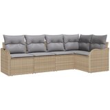 vidaXL 5-dijelna garnitura za vrt s jastučićima bež poli ratan, 2-sjedalna vrtna sofa s jastučićima bež poli ratan Cijene