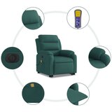  Električni masažni naslonjač na podizanje tkanina tamnozeleni | shoptok.hr