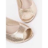 GOODIN Gold openwork sandals with a low heel | Shoptok.si