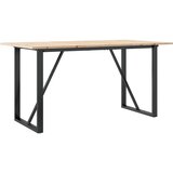 Maison Chic Jedilna miza - Kuhinjska miza - Jedilni stol O okvir 140x80x75 cm trdna borovina lito železo, (21714883) Cene