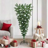 vidaXL Umetno obrnjen božični drevesec s setom kroglic Zelena 150 cm | Shoptok.si