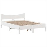 vidaXL Posteljni okvir brez vzmetnice bel 140x190 cm trdna borovina | Shoptok.si