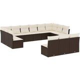  13-dijelni set vrtnih sofa s jastucima smeđi od poliratana | shoptok.hr