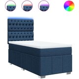 vidaXL Box spring postelja z vzmetnico modra 90x190 cm blago, (21321145) | Shoptok.si