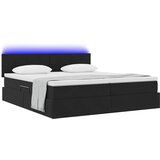  LED krevet za pohranu s madracem Crna 200 x 200 cm Baršun | shoptok.hr