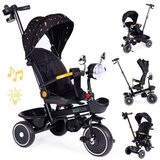 ECO TOYS Tricikl Za Decu Sa Rotirajućim Sedištem, Gurajućim Rukohvatom I Tendom Black