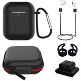 INF Zaščitni komplet 6-delni za Airpods s silikonskim ovitkom in dodatki Black, (5000074607) | Shoptok.si