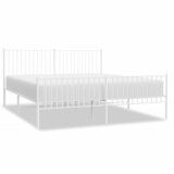 The Living Store Kovinski posteljni okvir z vzglavjem in vznožjem bel 183x213 cm - Posteljni Okvir, (21528811) | Shoptok.si