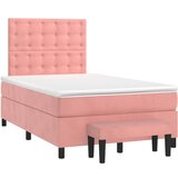 vidaXL Box spring postelja z vzmetnico roza 120x190 cm žamet, (21128905) | Shoptok.si