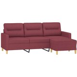  Kavč trosed s stolčkom za noge vinsko rdeč 180 cm blago, (20924554) | Shoptok.si
