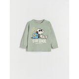 Reserved oversize majica z dolgimi rokavi snoopy - zelena | Shoptok.si