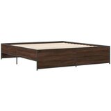 vidaXL Okvir za krevet smeđi hrast 200x200cm konstruirano drvo i metal Cijene