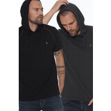 Dewberry DOUBLE SET T8570 HOODED MEN'S T-SHIRT-BLACK-ANTHRACITE | shoptok.hr