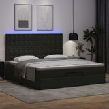 vidaXL Otomanski okvir kreveta s madracima crni 200x200cm umjetna koža | shoptok.hr