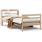 Maison Chic Posteljni okvir - Enojna postelja - Postelja za odrasle z vzglavjem bel 75x190 cm trdna borovina, (21697030) Cene