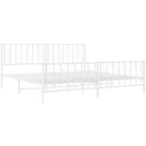  Metalni okvir kreveta uzglavlje i podnožje bijeli 193 x 203 cm | shoptok.hr
