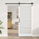  Klizna vrata 93 x 211 cm Masivna borovina i staklo Bijelo | shoptok.hr
