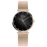 Pierre Ricaud ženski quartz swarovski point crni roze zlatni elegantni ručni sat sa roze zlatnim metalnim kaišem ( p22035.91r4q ) | ePonuda.com