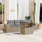 Maison Chic Seti vrtnega pohištva - Vrtna garnitura - Vrtni pohištvo set 5-delna z blazinami bež poli ratan, (21818434) | Shoptok.si